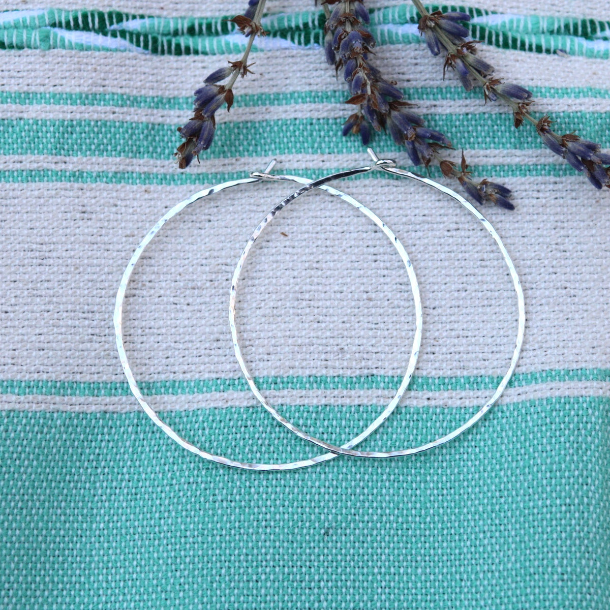 Classic Sterling Silver Hammered Hoops Hana Moriah