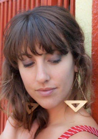 Hand Pounded Brass Triangle Earrings