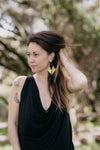 Double Triangle Aztec Brass Earring