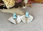 Reserved for Karen ~ Lavender Turquoise Statement Studs with 14K Yellow Gold Accent