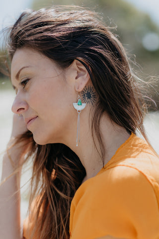 Single Dangle Green Turquoise Earring