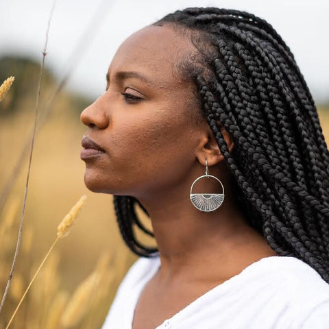 Small Silver & Bronze Sunburst Earrings