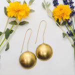 Domed Starburst Brass Earrings