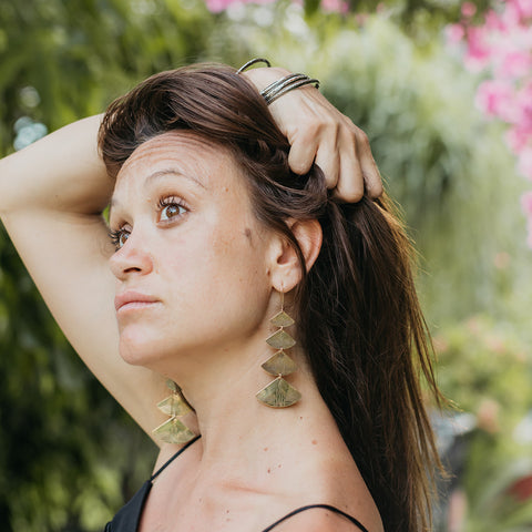 Henna Inspired Brass Chandelier Earrings