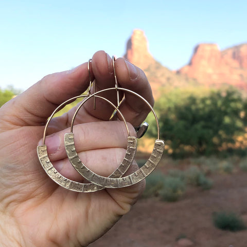 Thin Sunburst Earrings in Bronze & Sterlig Silver