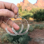 Thin Sunburst Earrings in Bronze & Sterlig Silver