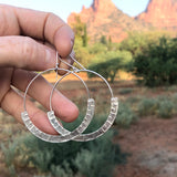 Thin Sunburst Earrings in Bronze & Sterlig Silver