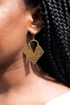 Aztec Patinated Brass Earrings