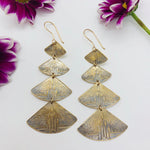Henna Inspired Brass Chandelier Earrings