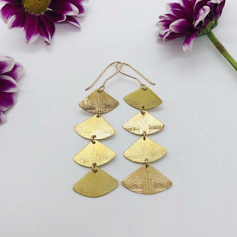 Four Tier Henna Inspired Brass Chandelier Earrings